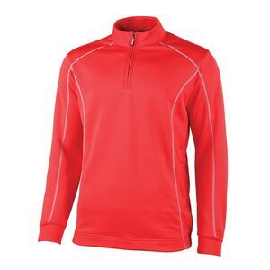 Rhino Mens Casual Sports Athletic Seville 1/4 Zip Midlayer Breathable Top / Red